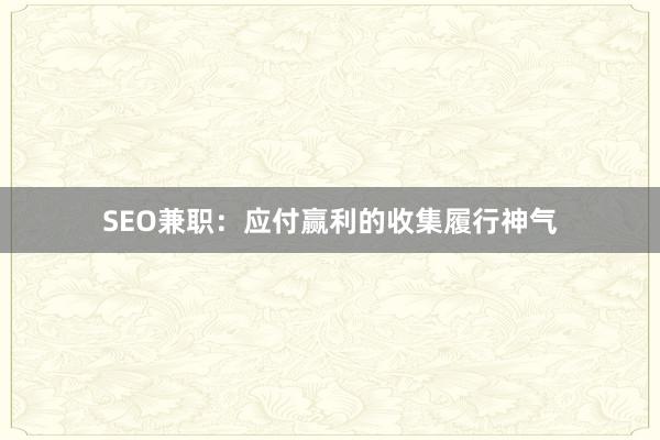 SEO兼职：应付赢利的收集履行神气
